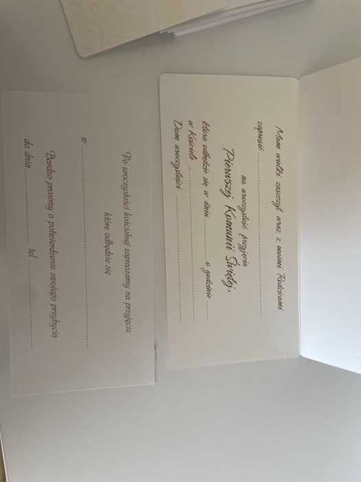 Zaproszenia Komunia Swieta . Komplet 14 sztuk