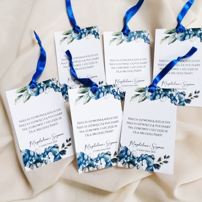 Zawieszki na alkohol GRANATOWE kwiaty