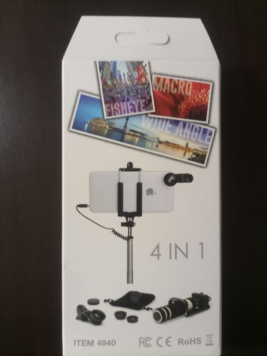 Selfie stick com acessórios