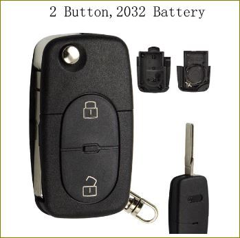 Carcaça para comando de AUDI de 2 Botões, Pilha 2032