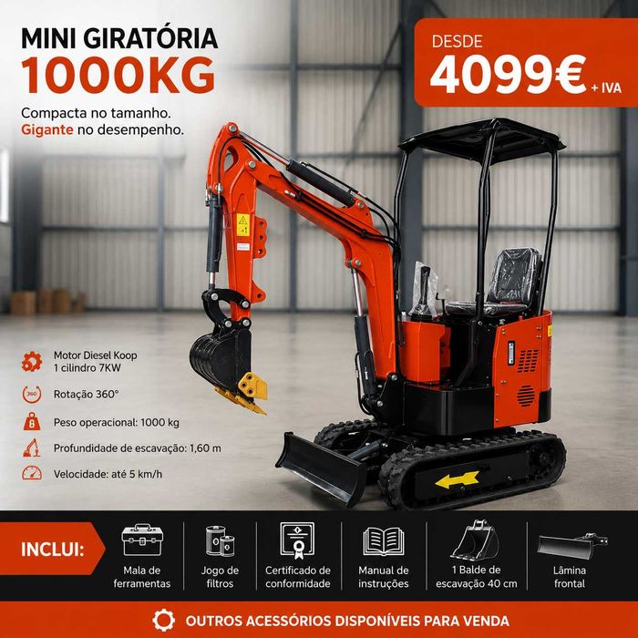 Mini Giratória 1000kg 1 TON motor Diesel KOOP