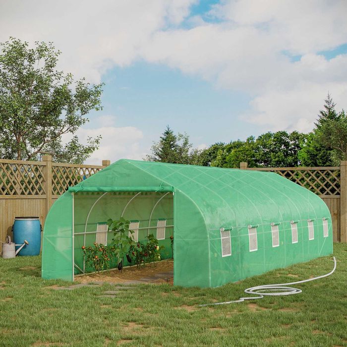 Túnel agrícola 800x300x200 cm com porta enrolável e 12 janelas