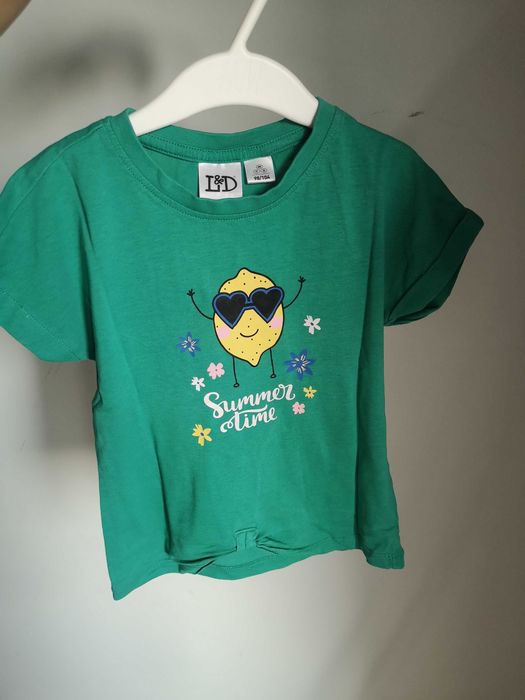 Lilly & Dan zielony t-shirt cytryna napis Summer 98/104 cm 2-3 lata