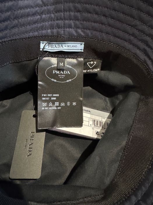 Prada Re Nylon kapelusz unisex wodoodporny M logo oryginalny z metkami