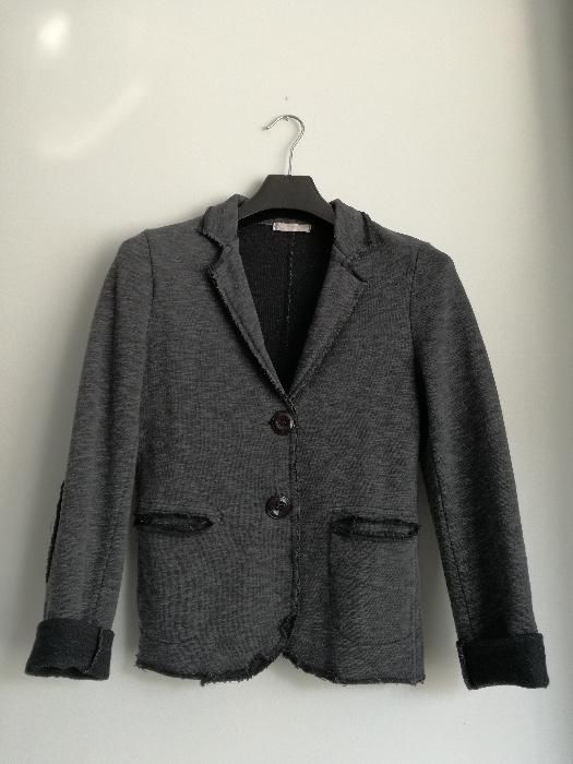 szara grafitowa melanż marynarka elastyczna miękka sportowa łaty