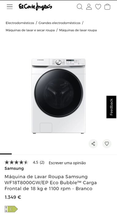 Máquina de lavar roupa 18kg Samsung