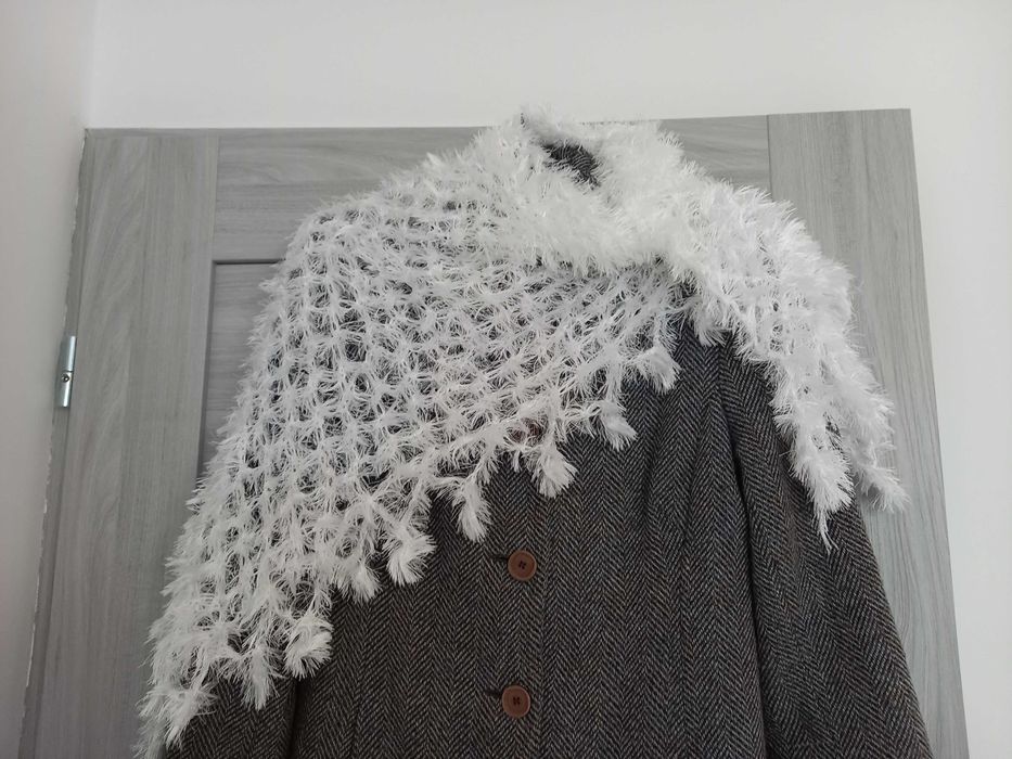 Szal chusta biała hand made ręczna robota