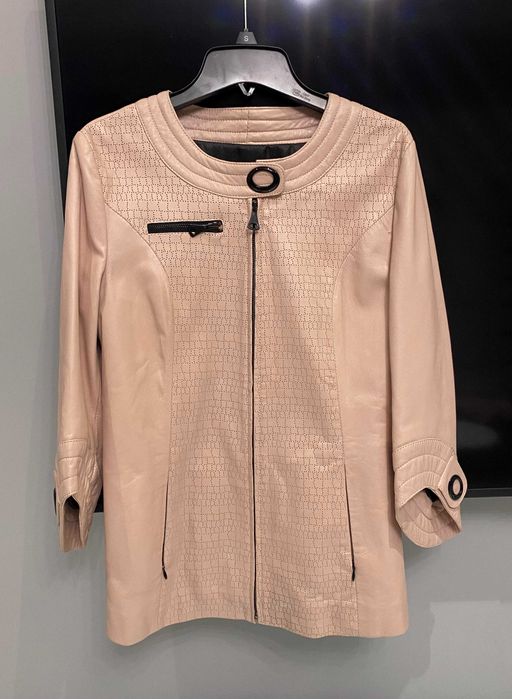 Куртка жіноча ніжно-рожева шкіряна розм. S, рукав 3/4