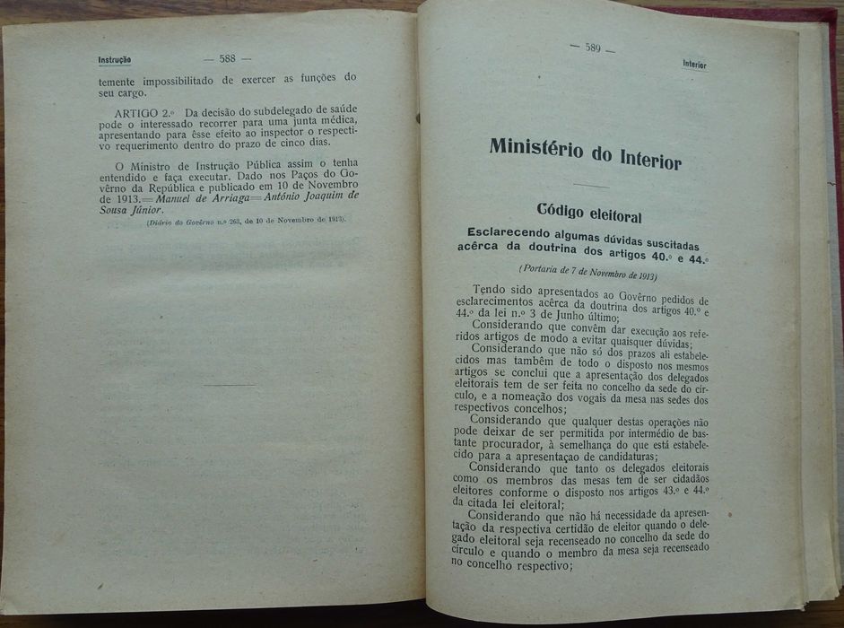 Leis Decretos e Portarias da República Portuguesa - Ano Edição 1913