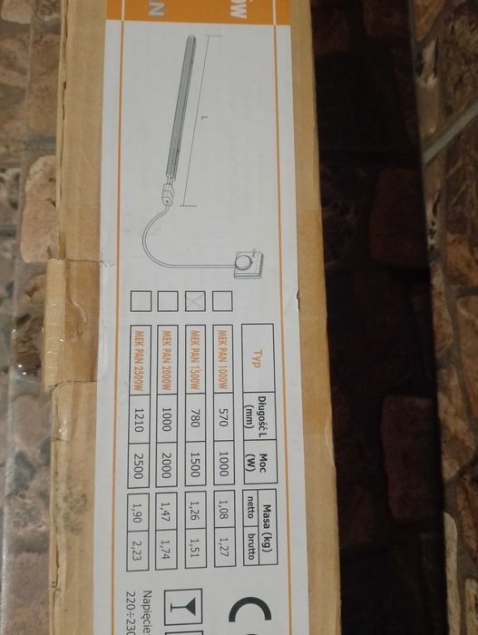 grzałka 1,5kw do grzejnika stalowego płytowego