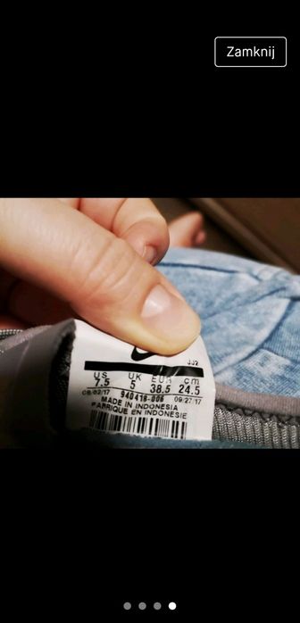 Prawie nowe Adidasy 'Nike' 38.5 złoty znaczek