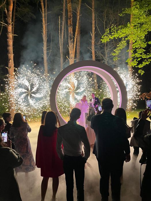 Wynajem wiatraki iskier miny dymne fontanny iskier napis LED