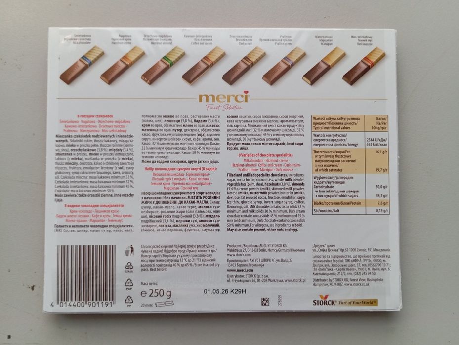 Bombonierka Czekoladki Merci Finest Selection 250 g 10 szt.