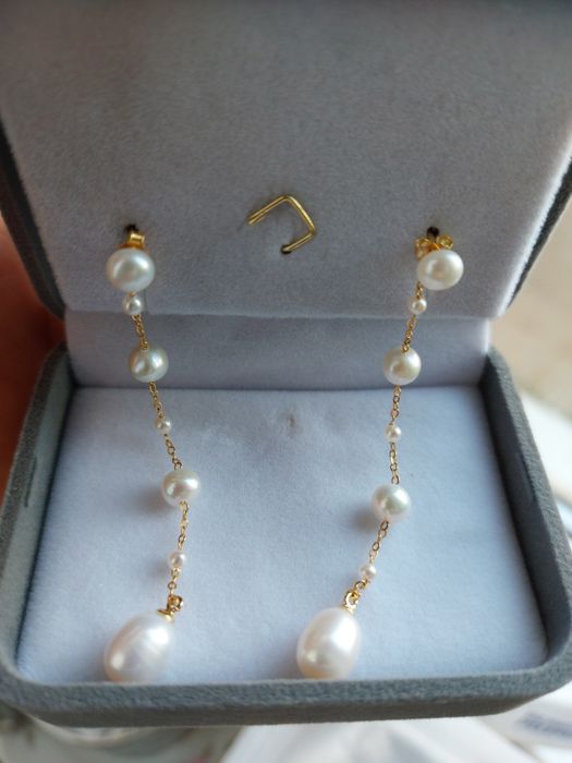 Серьги, жемчуг серебро, пусеты