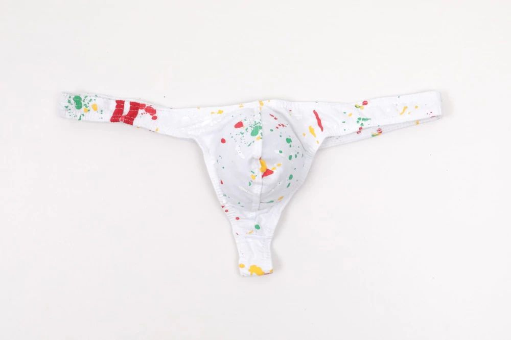 Męskie Bawełniane Stringi z Kolorowym Wzorem Graffiti - XL