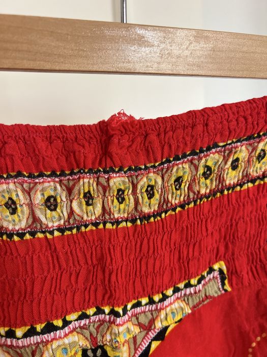 Calças balão fluídas vermelhas de algodão