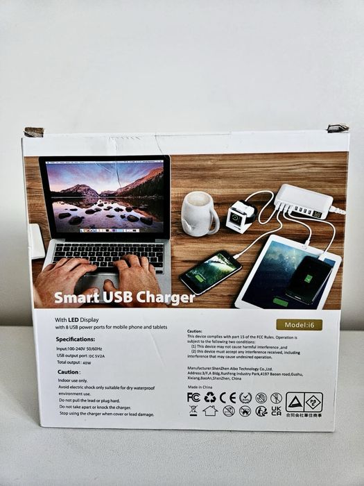 Зарядний пристрій Bodasan 8хUSB зі світлодіодним підсвічуванням (I68A)