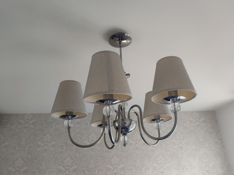 Żyrandol Emmanuelle chrom E14 Alfa, w stylu glamour