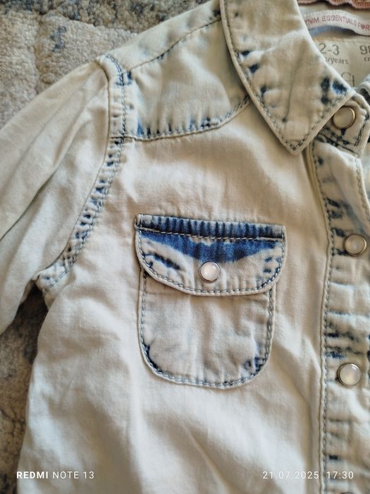 Elegancka koszula sprana ala jeans dżins lefties 98 2-3 lata