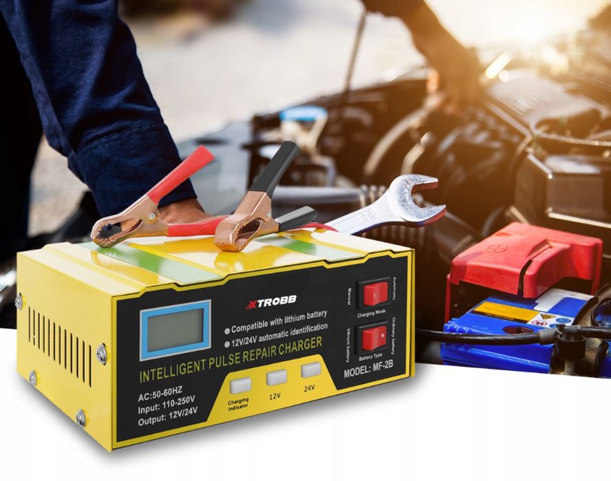 Prostownik Ładowarka do Akumulatora Akumulatorów Samochodowy 12V i 24V