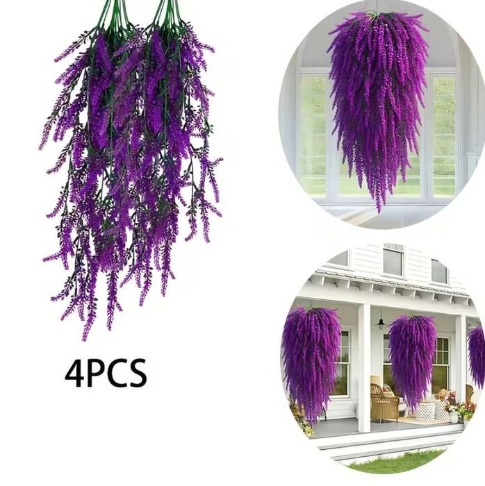4 SZT 78cm Sztuczne Kwiaty WISTERIA PNĄCZE WRZOSY Bluszcz Wiszące h271