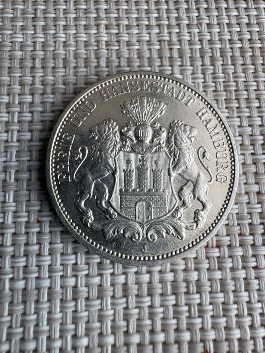 Срібна монета 3 марки 1911 рік