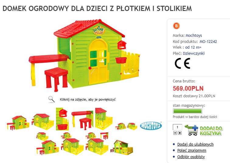 Domek dla dziecka, z płotkiem i stolikiem