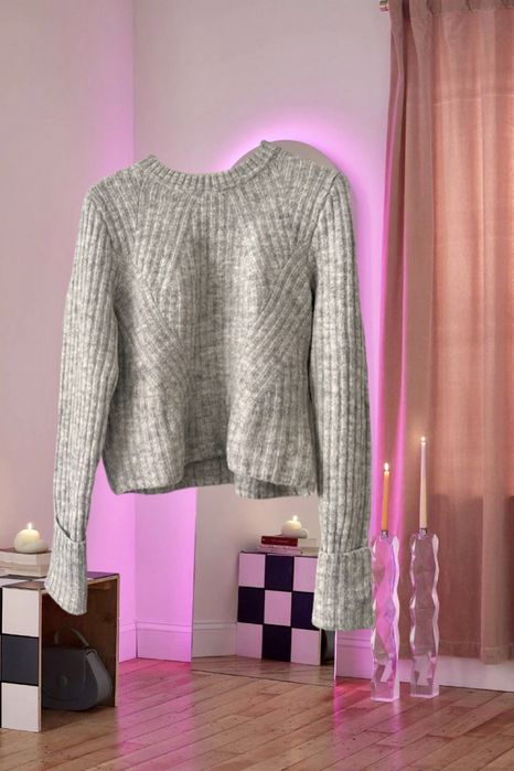 Ciepły śliczny sweter H&M szary