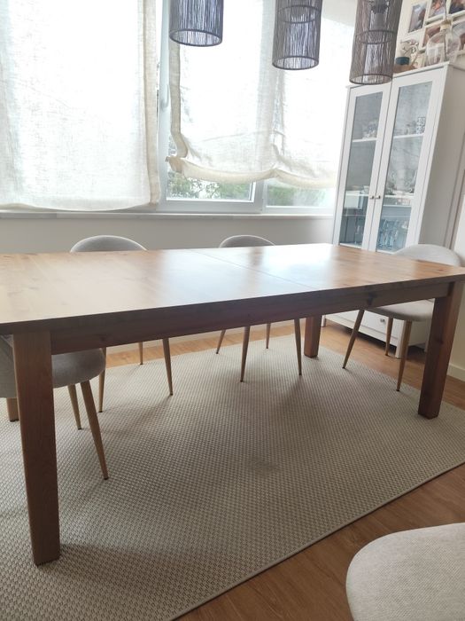 Mesa extensível em pinho  maciço 220x105x74