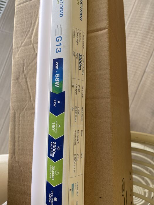 25 unidades de LED Tube T8 22W 150 cm Nano Plastic Non Rotation White