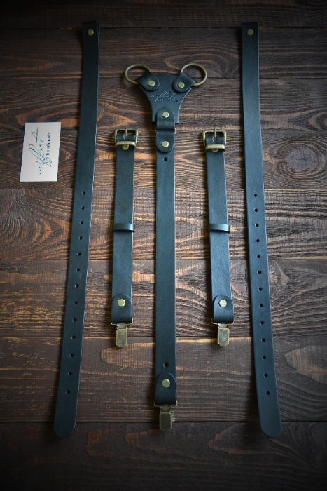 Кожаные подтяжки. Подтяжки из кожи. Мужские подтяжки. Ручная работа.