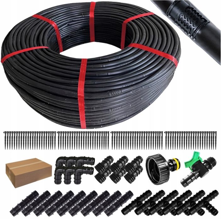 Linia kroplująca 100m 192el nawadnianie kropelkowe kompensacja zestaw