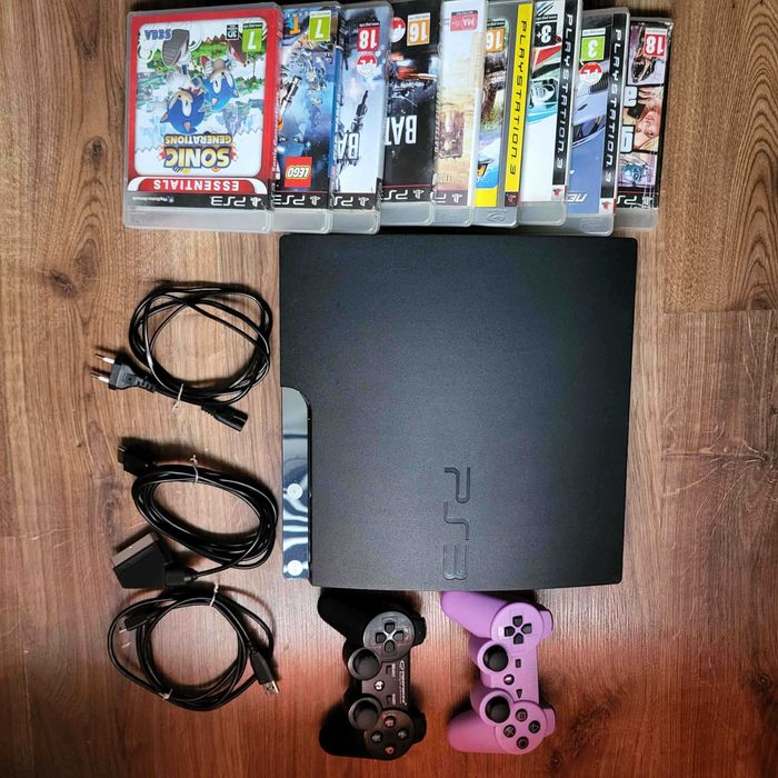 Konsola PS3 SLIM CECH-2504B 500GB + 2 kontrolery + 9 Gier + Okablowanie