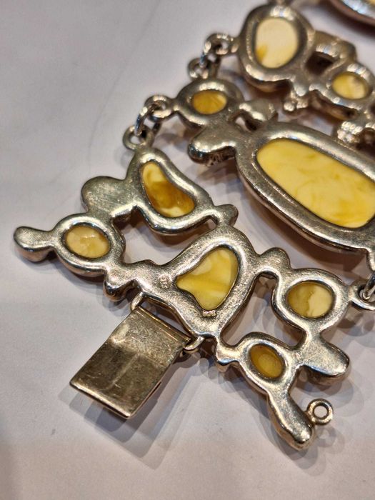 Pulseira de Prata 925 e Âmbar "Gema de Ovo"
