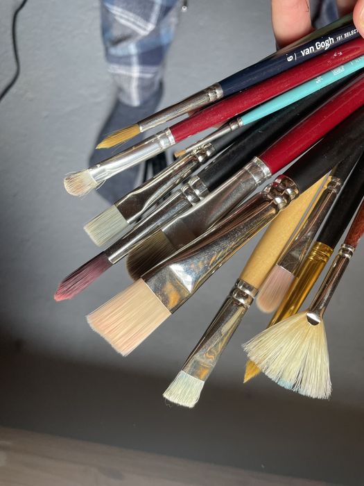 Пензлі для масла і кілька для акварелі, якісні.