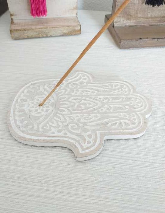 Incensário de Varetas em Madeira - Hamsá (ref.: QI016)