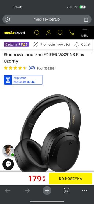 Słuchawki nauszne EDIFIER W820NB Plus Czarny