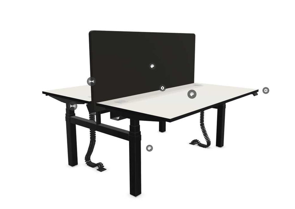 Podwójne biurko elektryczne Nowy Styl, blaty 140x80, regulacja