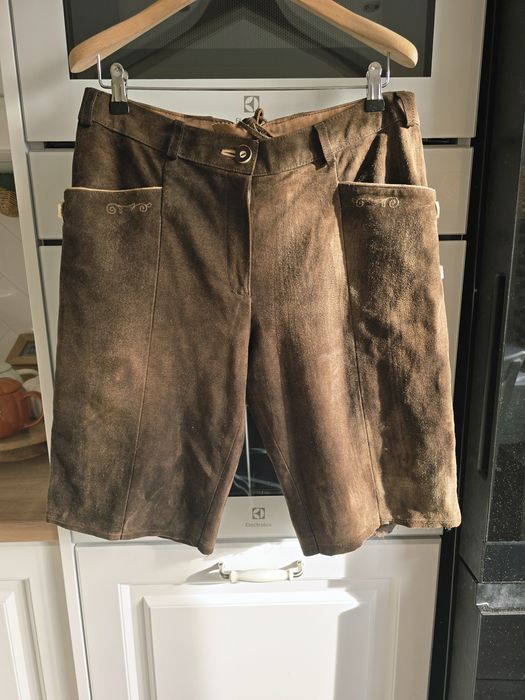 Spodnie bawarskie Lederhosen skórzane zamszowe Oktoberfest tracht