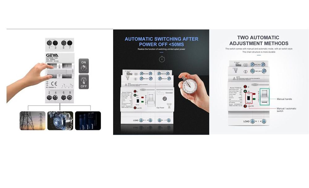 Перемикач резерву АВР (резервного живлення) трьохпозиційний earu, geya
