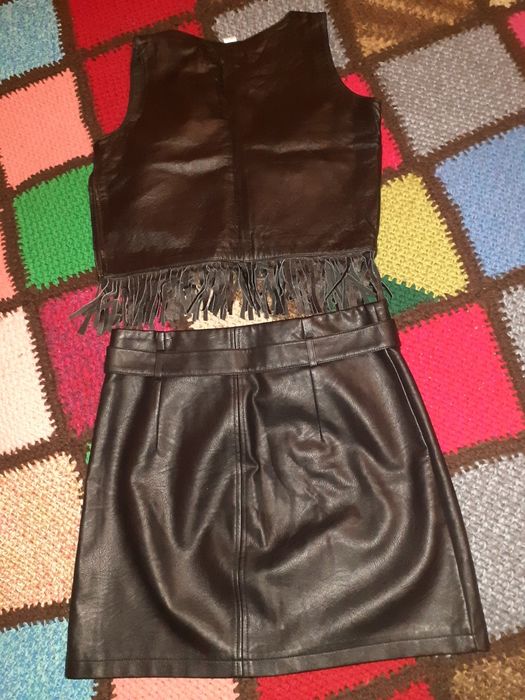 Юбка+топ шкіряні