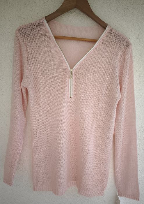 Camisola rosa bebê, em malha fria