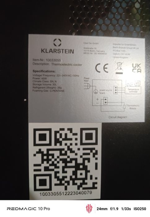 Мини-холодильник Klarstein 30л