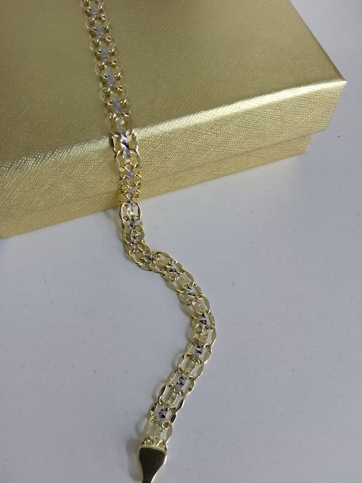 Złota bransoletka z białym złotem 585 długość 19,5cm
