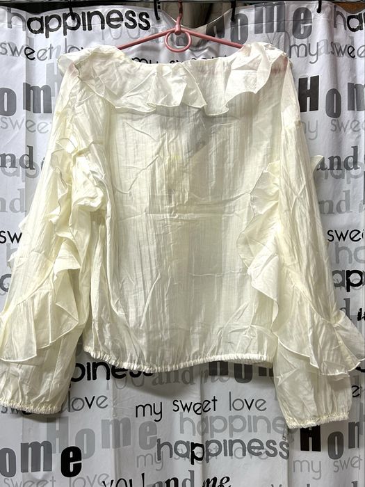 Блуза нарядная с валанами, натуральная, Италия, оверсайз