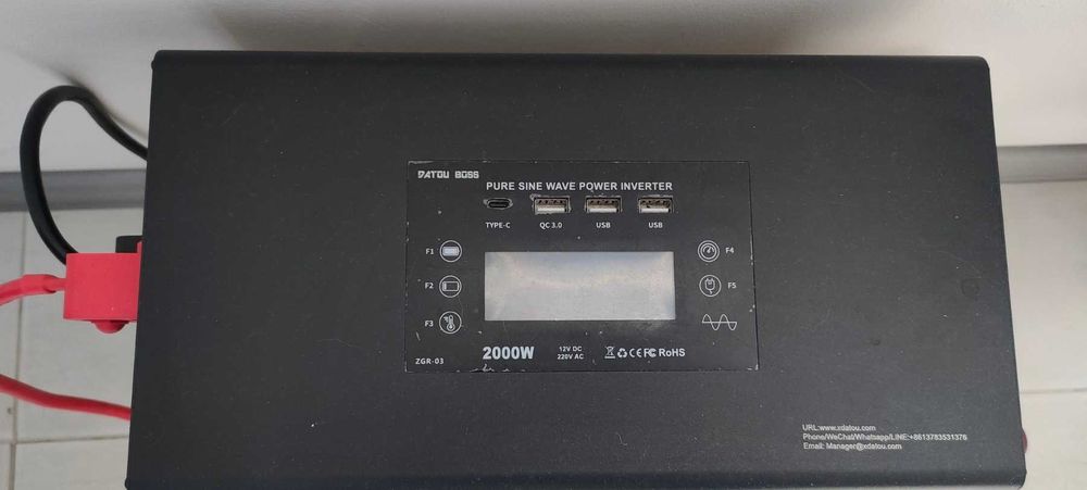 Інвертор чистий синус Datouboss 2000W 12V, пікова 4000W