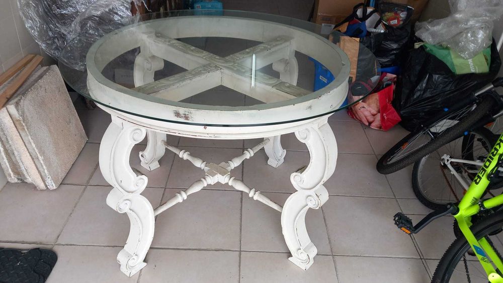 Mesa Redonda imitação rustico