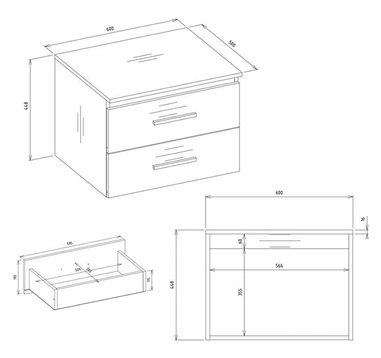 Mała wisząca szafka pod umywalkę 60 cm