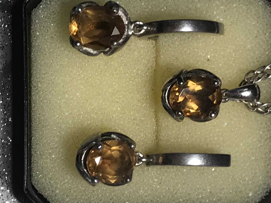 Комплект султаніт у сріблі 925 сережки, кулон, цепочка