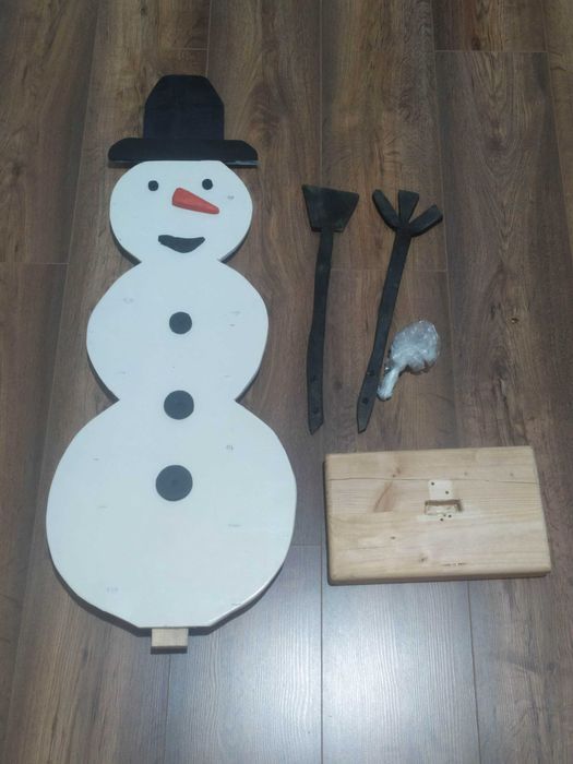 Bałwan z drewna ozdoba świąteczna